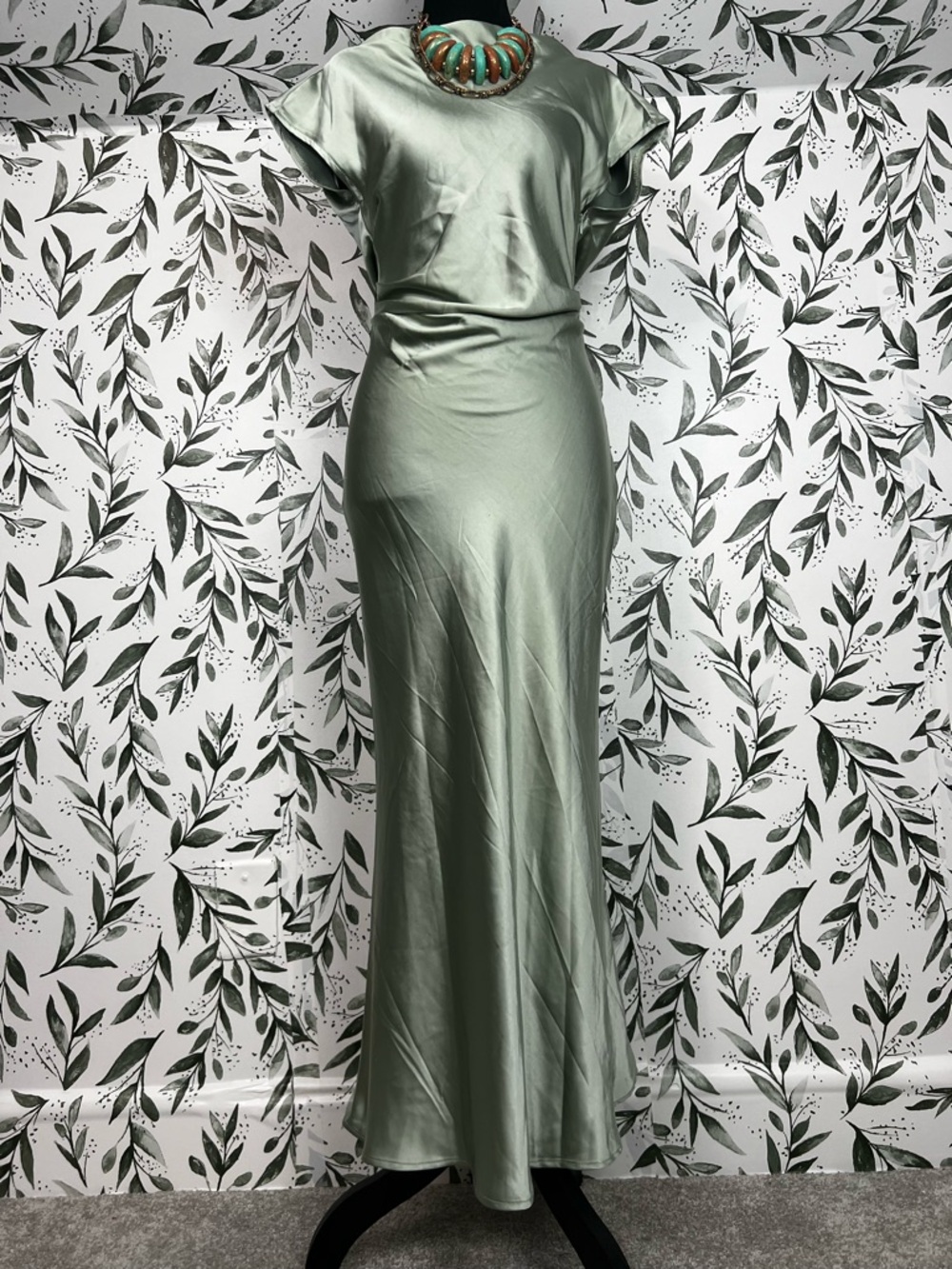 Gmeitoey Satin Cap Sleeve Cowl Back Elegant Dress Sz XS “Free Vintage Gift” #C